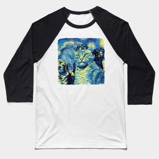 The Pet Society Van Gogh Style Baseball T-Shirt by todos